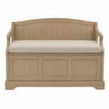 Banco de madera de roble con cojín de poliéster Beige 120x50x80 cm