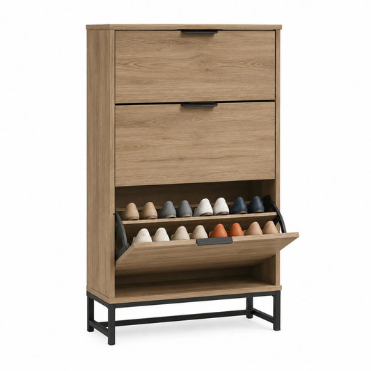 Zapatero de Madera y Metal de 3 Niveles