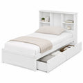 Cama individual con almacenamiento blanco