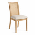 Silla de roble y ratán con asiento beige 90x45x55 cm