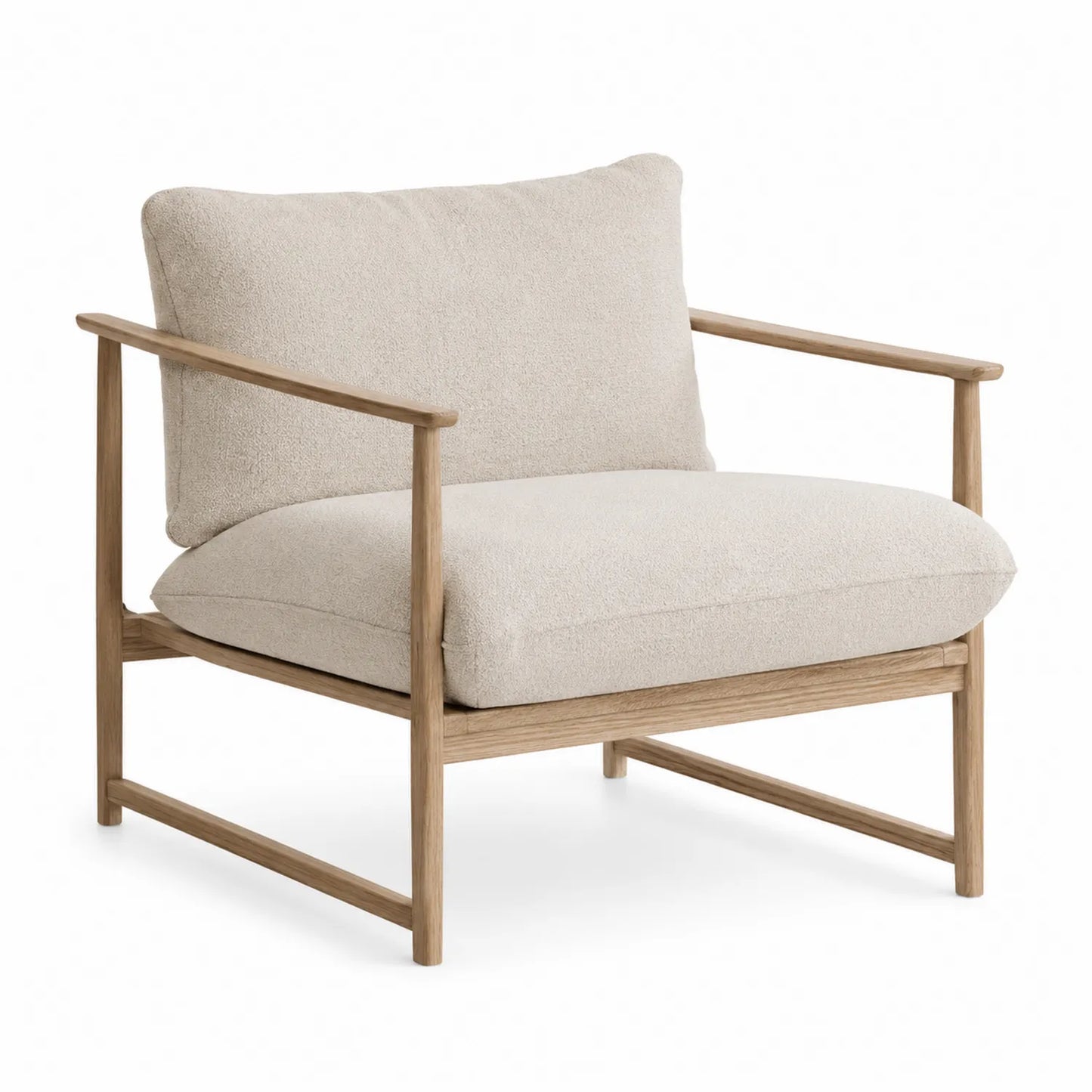 Silla de madera con coj¨ªn de poli¨¦ster beige y estructura de roble