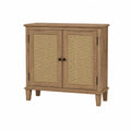 Aparador de Madera con Puertas de Rejilla de Ratán 80x40x90 cm