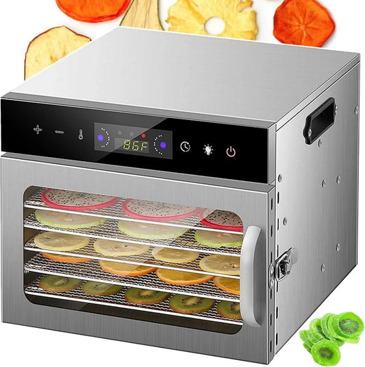 6-Tier Friandises Pour Chiens, Déshydrateur Pour Viande Séchée, pour Déshydrateur Alimentaire Professionnel En Acier Inoxydable, Minuterie Tactile Et