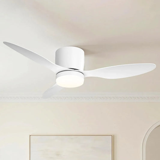 Ventilateur, 106 cm, 35 W, minuteur, éclairage LED, silencieux, blanc, très silencieux, 3 pales, 6 vitesses