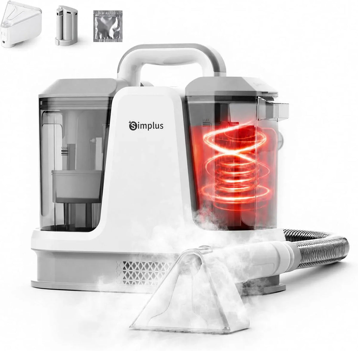 Nettoyeur vapeur, 1.1 L, SIMPLUS, 65°C eau chaude & 100°C vapeur, Eau Chaude