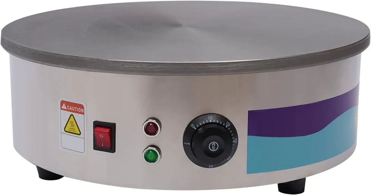 Crêpière électrique Crêpière équipé de épandeur et spatule 17,7 pouces 3 kW 50-300 °C Argent DIY Fun Maison Boulangerie Snack Bar