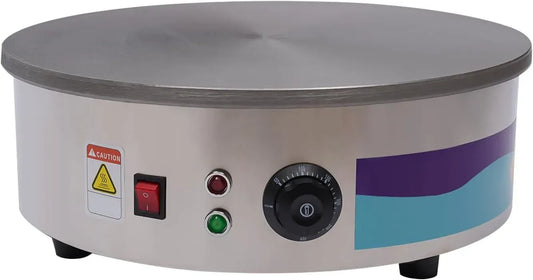 Crêpière électrique Crêpière équipé de épandeur et spatule 17,7 pouces 3 kW 50-300 °C Argent DIY Fun Maison Boulangerie Snack Bar