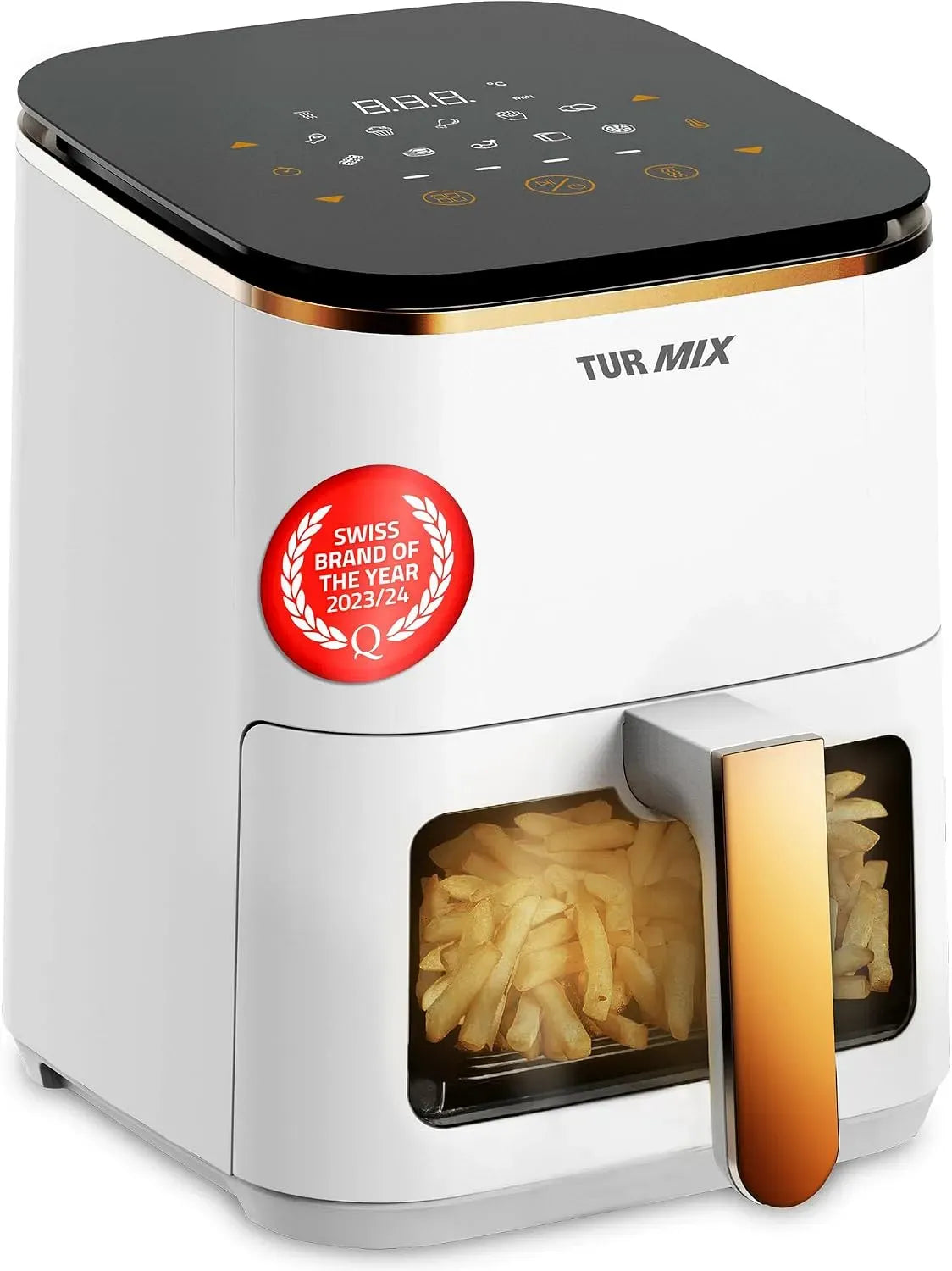 10 programmes, Écran tactile et fenêtre pour suivre la cuisson sans ouvrir, Turmix Friteuse sans Huile Blanche 3,5L avec Fenêtre Transparente 1350W