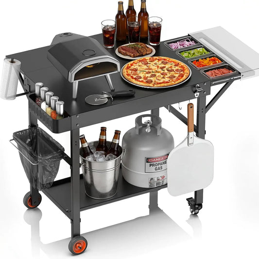 Ninja Four électrique à pizza, 114,3 x 73,7 cm, extérieur, gril, Table de gril avec bureau extensible pour arrière-cour