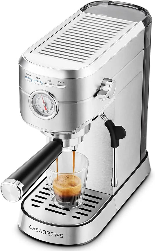 Machine à expresso, 1 L, CASABREWS, grand réservoir, professionnel, amovible, Pompe 20 Bar, Mousse de lait pour Latte & Cappuccino