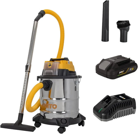 Aspirateur 2Ah, 20 L, 20 V, acier inoxydable, appareil électrique d'aspiration