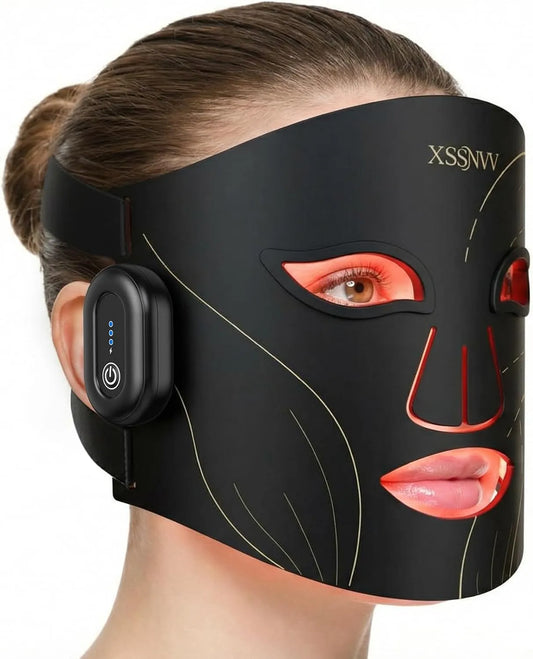 LED Mask, Masque LED Visage Sans Fil avec Refroidissement, 4 Modes Masque Luminothérapie Lumière Rouge & Infrarouge 850 nm, Autonomie 60 min