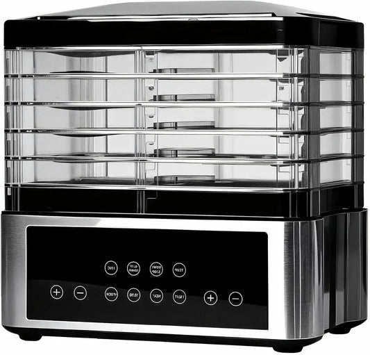 les fruits et les légumes, Déshydrateur alimentaire 5 plateaux avec thermostat réglable 30-75°C, répartition uniforme de la chaleur et hauteur, 90 W