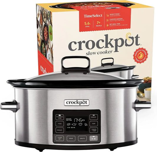 CSC066X acier inoxydable, Crockpot TimeSelect Mijoteuse programmable, 5,6L, 7 + personnes, Planification du repas et affichage numérique programmable