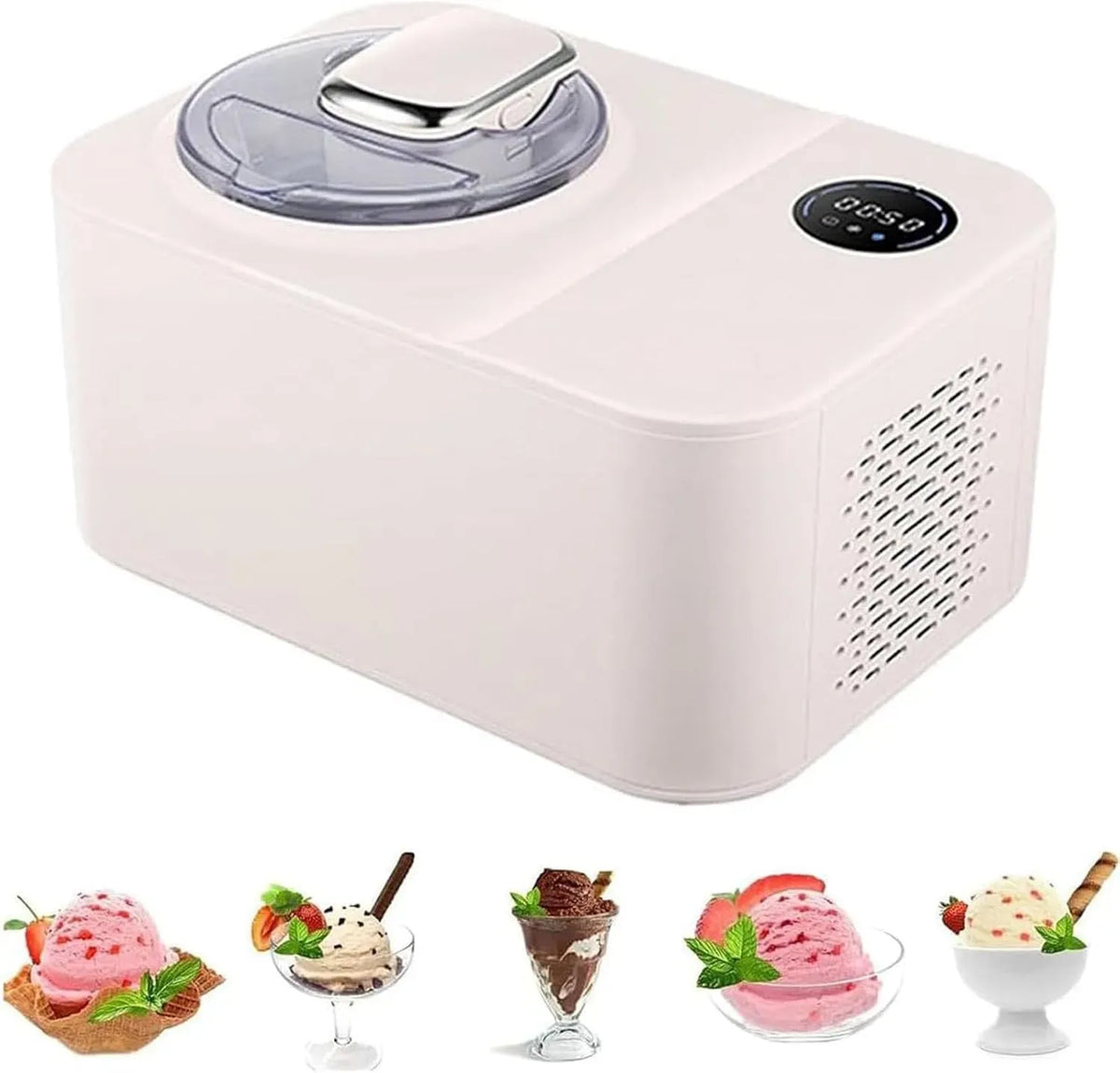 Machine à crème, Machine à Glace, 1,2 L, minuteur, écran LCD, acier inoxydable, Maison en Acier Inoxydable