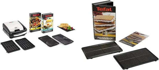 Tefal XA800512 Croque gaufres et sandwiches, Noir, 2 jeux de plaques inclus, Rangement facile & Coffret Snack Collection de 2 plaques gaufrettes +