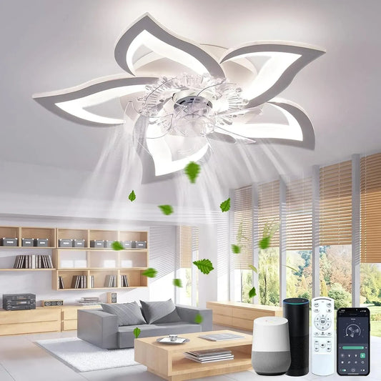 Ventilateur, silencieux, ventilateur pour circulation d'air, Ventilateur de Plafond avec Lumière Compatible avec Alexa