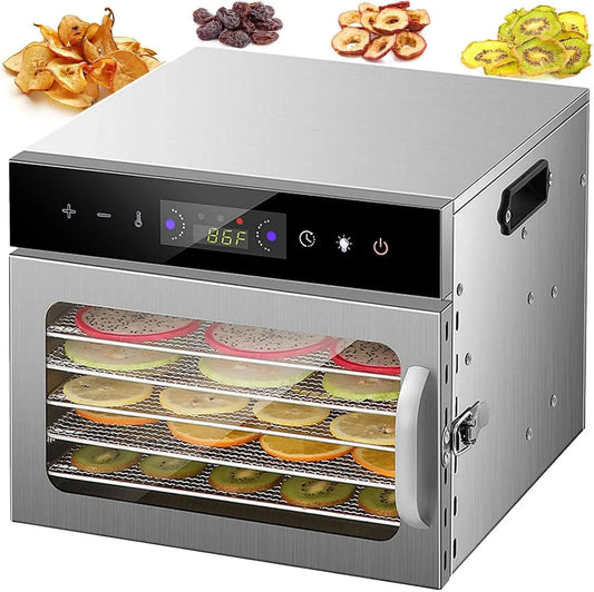 C 6 6-Tier Viandes Et Légumes, Plateaux en Acier Inoxydable, pour Déshydrateur Alimentaire Professionnel, Température Réglable De 30 À 90 °C 6-Tier