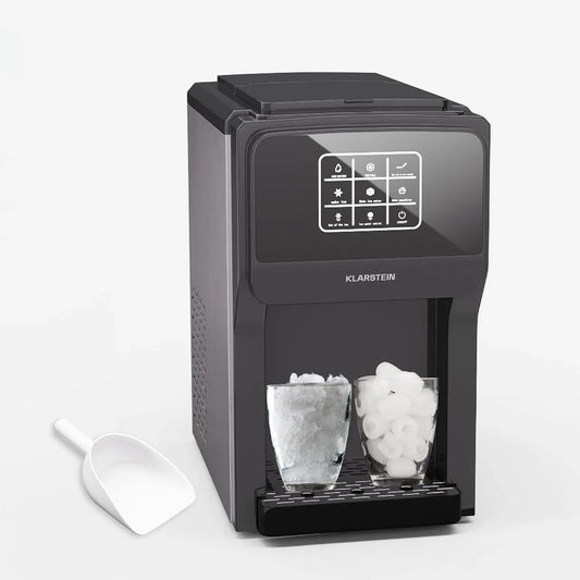 Klarstein 3-en-1 kg/24 Machine à glaçons, 6 L, grand réservoir, acier inoxydable, noir, 20 h