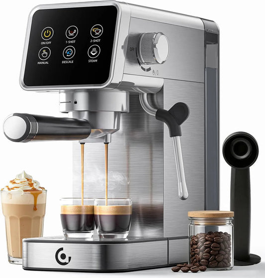 Machine, 1,2 L, tactile, grand réservoir, vapeur, acier inoxydable, pour Mousse de Lait, AMZCHEF