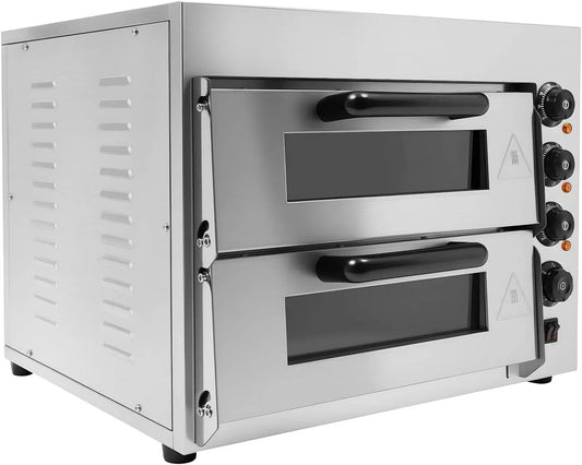Four électrique à pizza, 14 pouces, 57 x 47,5 x 44 cm, 3000 W, minuteur, professionnel, restaurant, acier inoxydable, minuterie 60 min