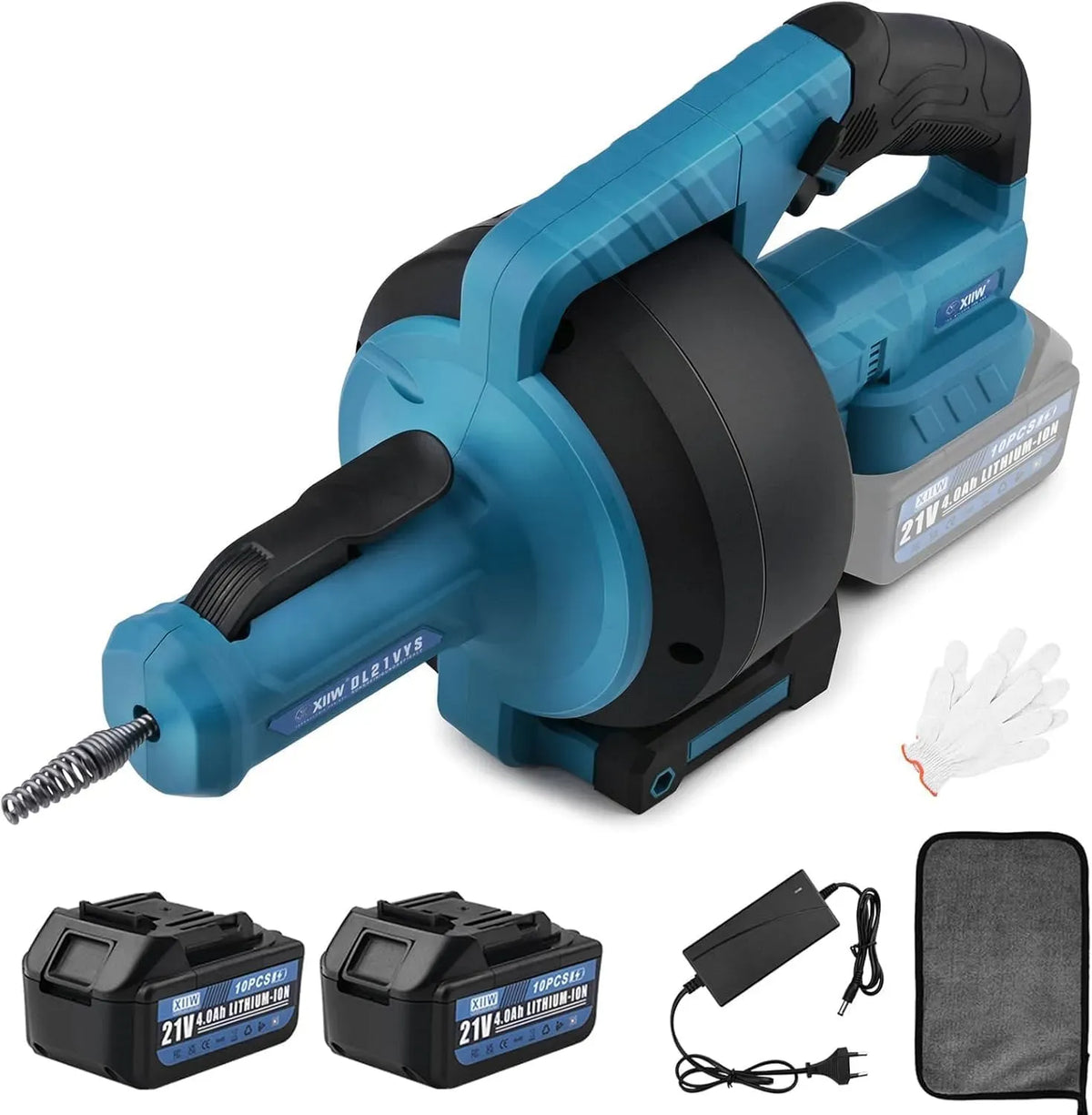 MAX 21V Batteries Incluses, Rotation Avant/Arrière, pour Outil de nettoyage de tuyaux professionnel, Furet Déboucheur de Canalisation Électrique Sans