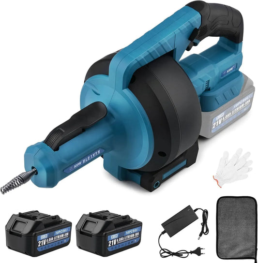 MAX 21V Batteries Incluses, Rotation Avant/Arrière, pour Outil de nettoyage de tuyaux professionnel, Furet Déboucheur de Canalisation Électrique Sans