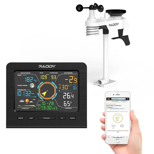 WF-100C Lite Station, Thermomètre, capteur, station météo sans fil, extérieur, Wi-Fi, application, Raddy