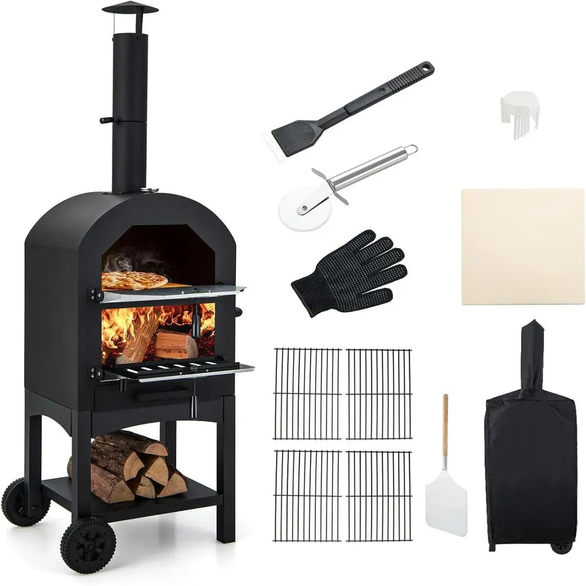 Four électrique à pizza, 49,4 x 37 x 165 cm, portable, noir