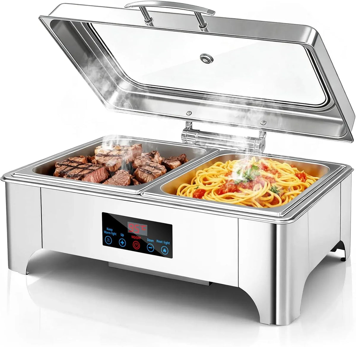 Chauffe-plats de buffet, 9 L, tactile, acier inoxydable, Chauffe Assiette électrique 9L
