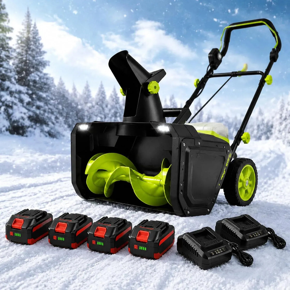 4.0Ah 4Batteries Chargeur, machine de déneigement, 40 V, 7,6 m, pour allées et trottoirs
