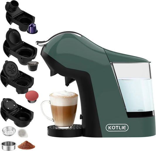 5-en-1 Machine à Caf, machine à café électrique, 1 L, 3 niveaux, grand réservoir, vert, KOTLIE